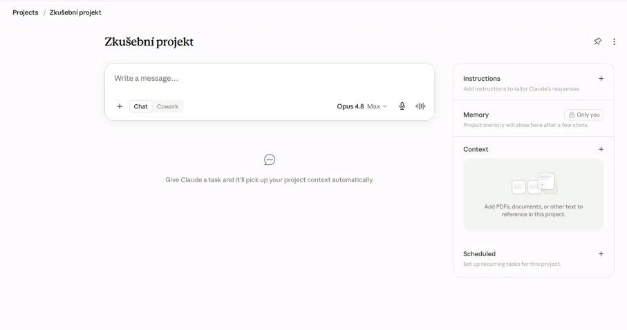 Založení nového projektu v Claude